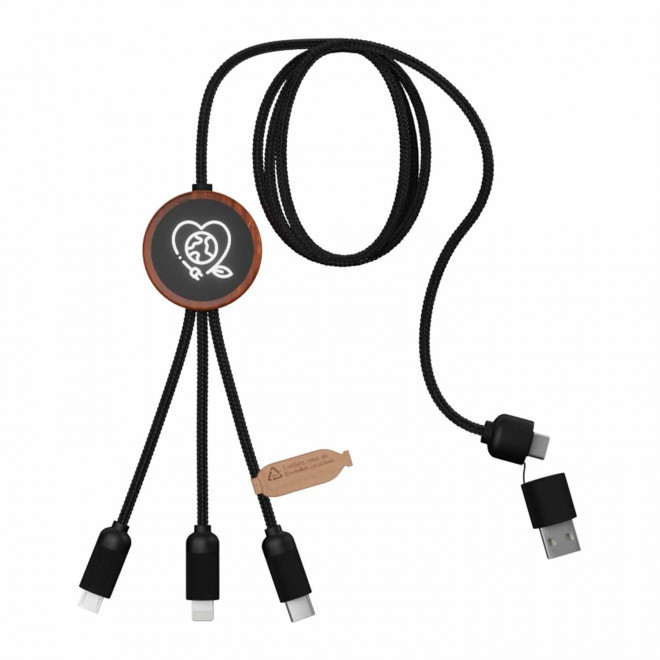 CABLE DE CHARGE 5EN1 SCX® PERSONNALISÉ LOGO LUMINEUX  'KIPA SMART'