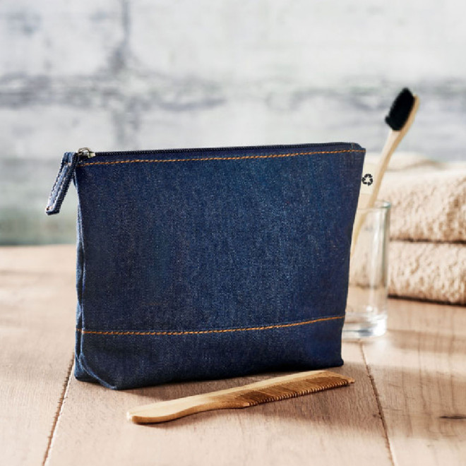 TROUSSE DE TOILETTE PERSONNALISÉE EN DENIM 'GENOA POUCH' 