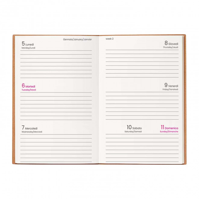 AGENDA HEBDOMADAIRE RIGIDE KRAFT PERSONNALISABLE 'FEBRERO'