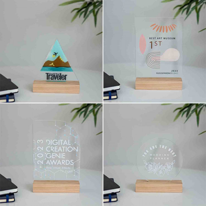 TROPHEE PERSONNALISABLE EN ACRYLIQUE LUMINEUX 'UKITA'