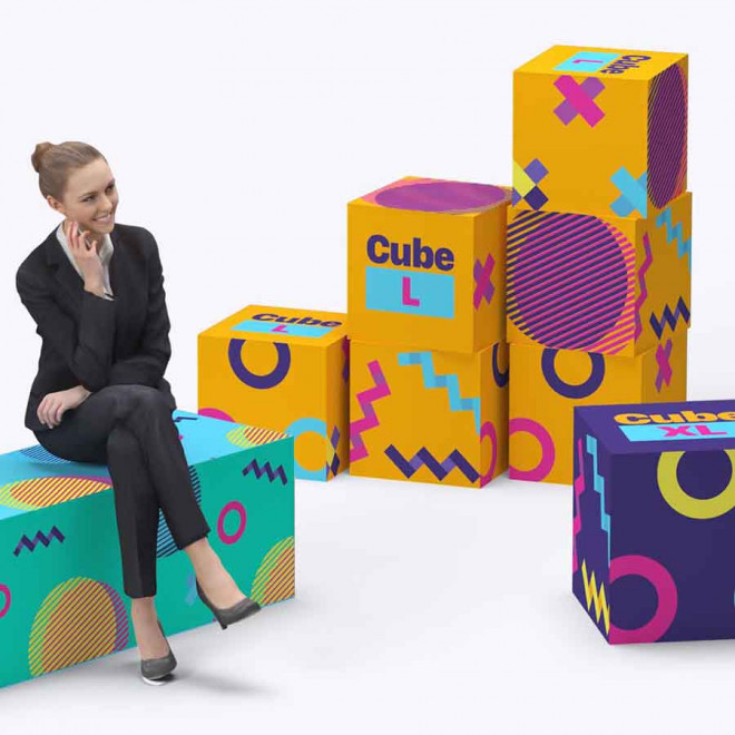 BANC EN MOUSSE PUBLICITAIRE 'CUBIQUE'