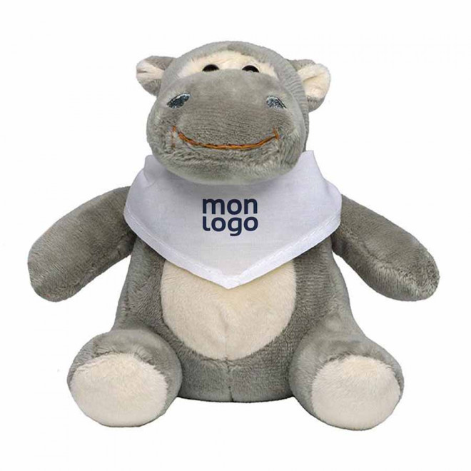 PELUCHE PERSONNALISABLE AVEC BANDANA HIPPOPOTAME 'HEPPO'