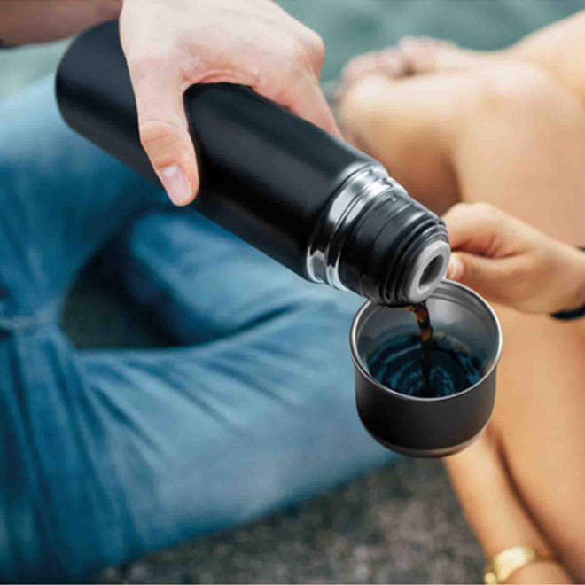 BOUTEILLE ISOTHERME PERSONNALISABLE 2 GOBELETS 'COFETIME'