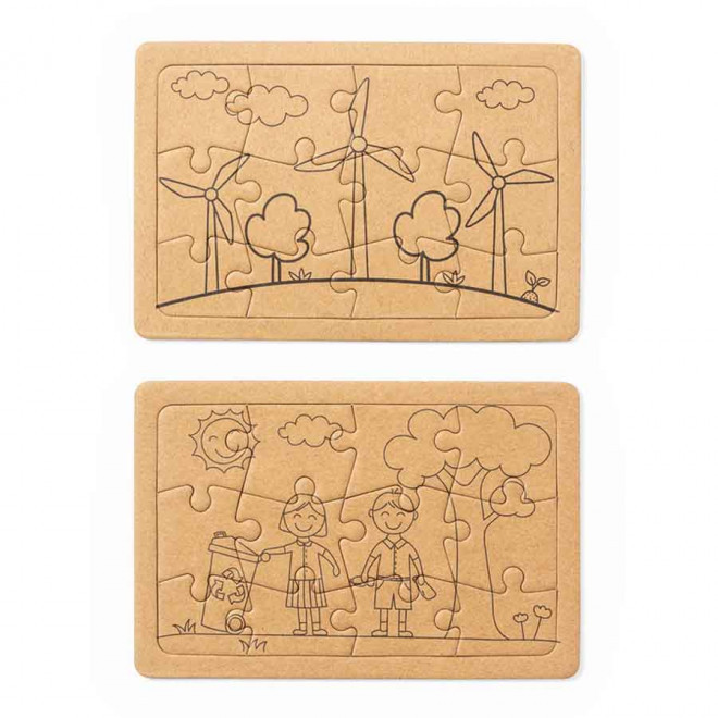 SET 2 PUZZLES PERSONNALISABLE CARTON RECYCLES 'PUZZY"