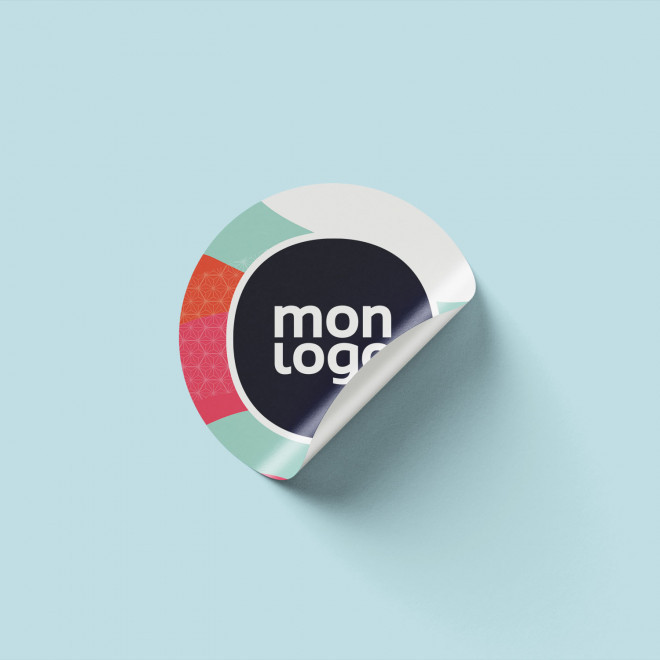 STICKERS ROND PUBLICITAIRE PAPIER COUCHE 'KLISTER'