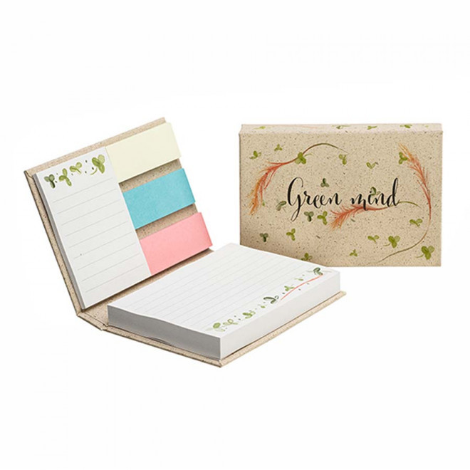 BLOC NOTE PUBLICITAIRE RIGIDE HERBE 'GREENO'