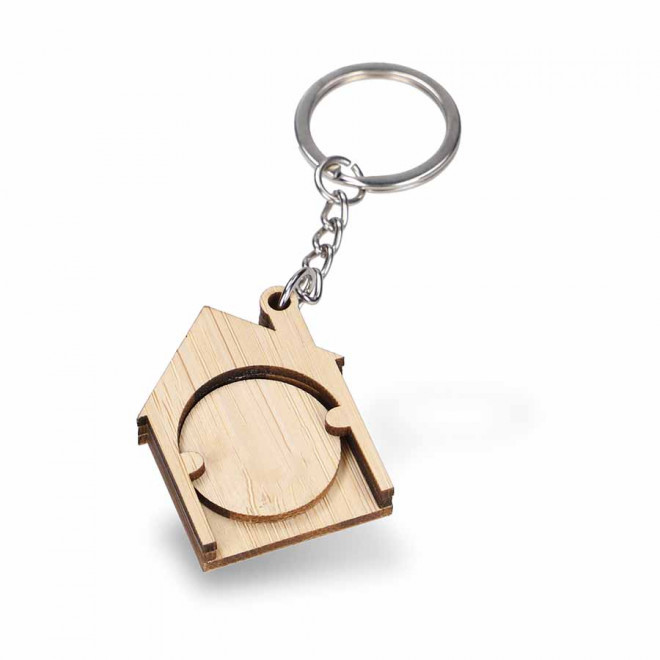 PORTE CLÉS AVEC JETON PERSONNALISABLE EN BAMBOU 'CASEL' 