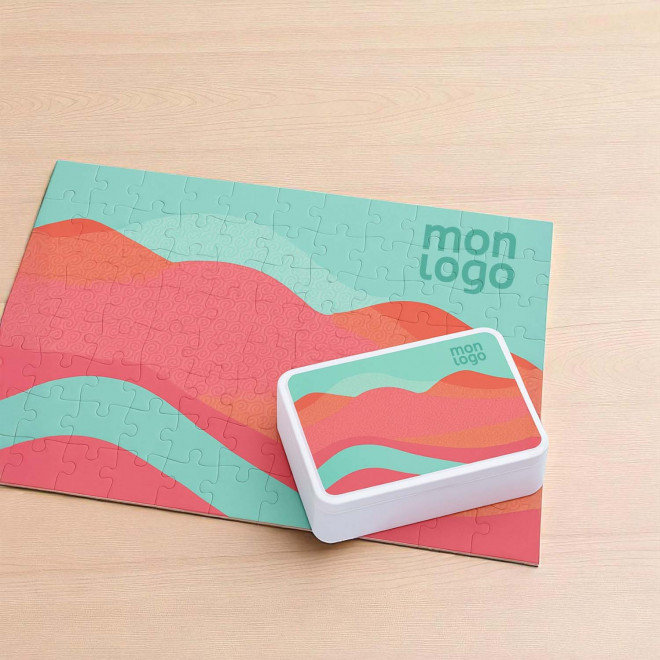 BOITE METAL AVEC PUZZLE 120 PIECES PERSONNALISE 'PRALO'