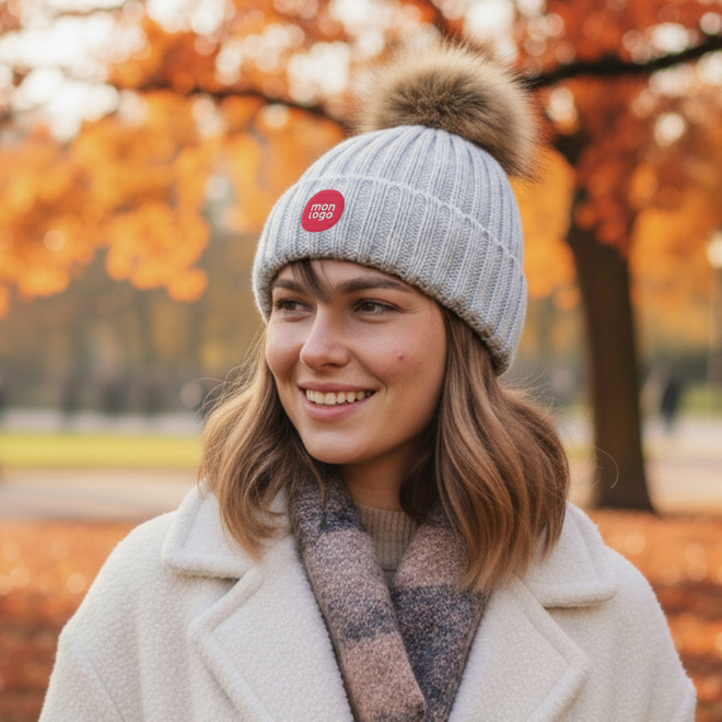 BONNET POMPOM AMOVIBLE PERSONNALISABLE 'POMPOMO'