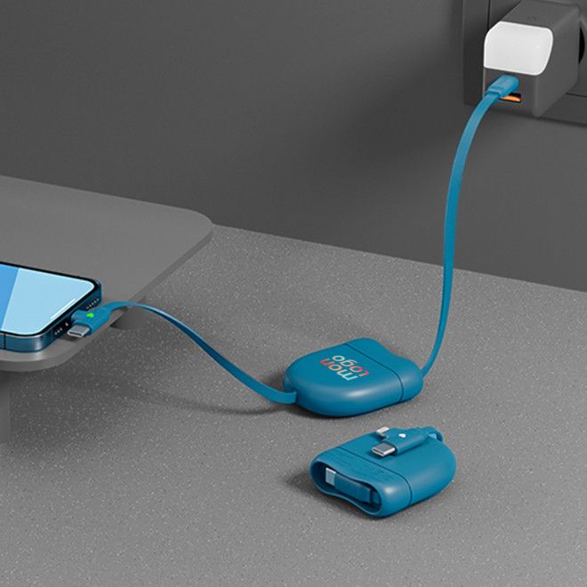 CABLE DE CHARGE PERSONNALISABLE RECTRACTABLE 60W 'ICE R'