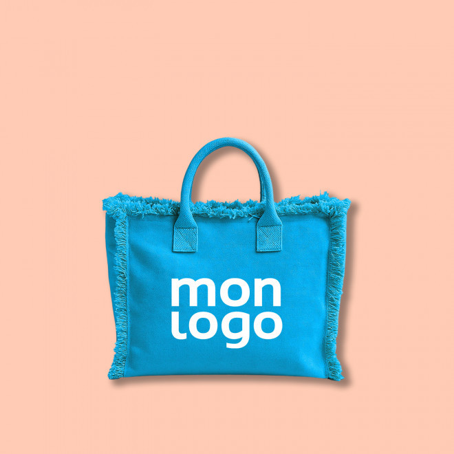 CABAS EN COTON AVEC FRANGE PERSONNALISABLE 'JIPANE FLASH'