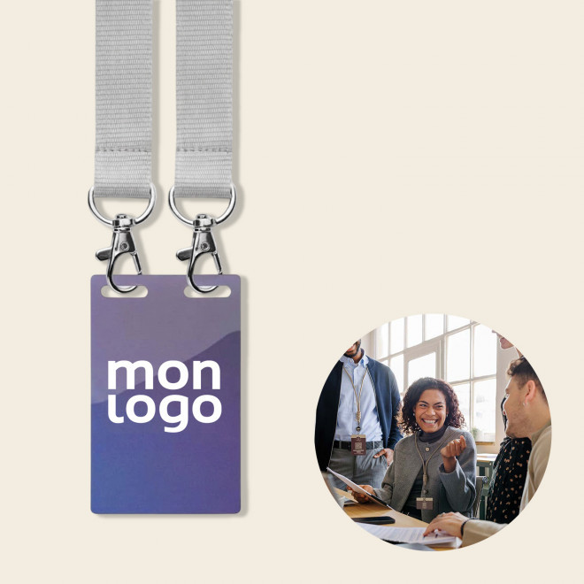 BADGE EN PAPIER 8.6x5.4CM PERSONNALISE 'BADGOS'