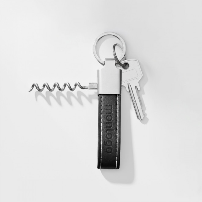 PORTE CLES TIRE BOUCHON EN PU PERSONNALISE 'POTI VIN'