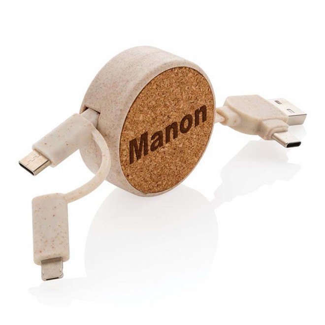 CABLE PERSONNALISABLE 6 EN 1 RETRACTABLE LIEGE 'LIERAC'