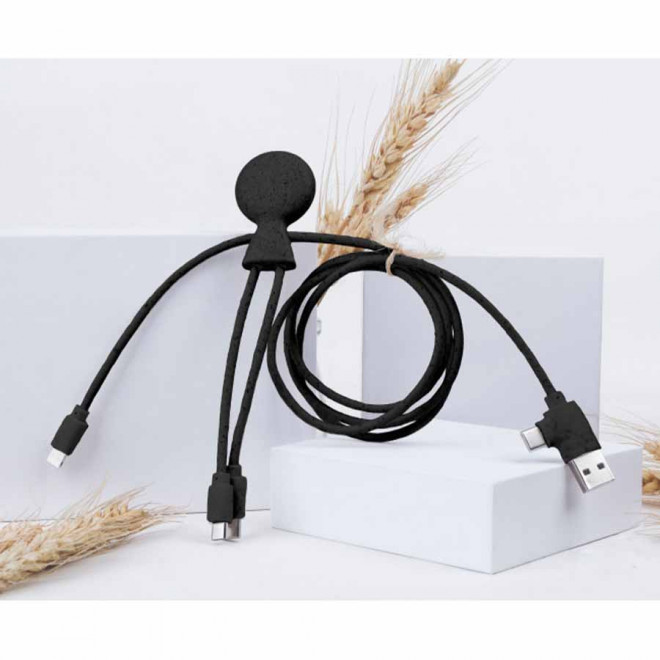 CÂBLE DE CHARGE PUBLICITAIRE BIODÉGRADABLE MULTI CONNECTEURS XOOPAR® 'MR BIO LONG'