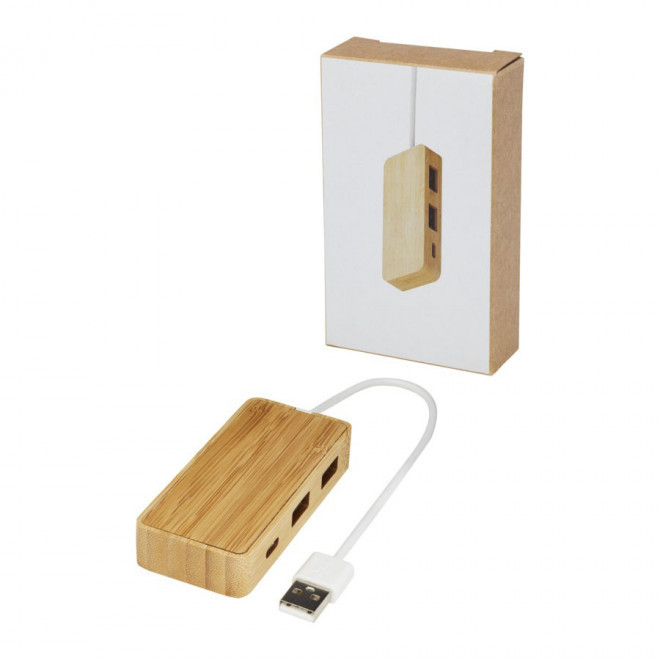 HUB PERSONNALISABLE  EN BAMBOU 3 PORTS 'BUHPA'
