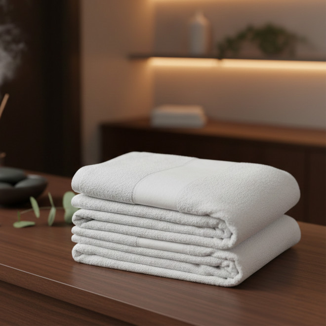 SERVIETTE EPONGE PERSONNALISEE 'LIBERON 50X100 BLANC'