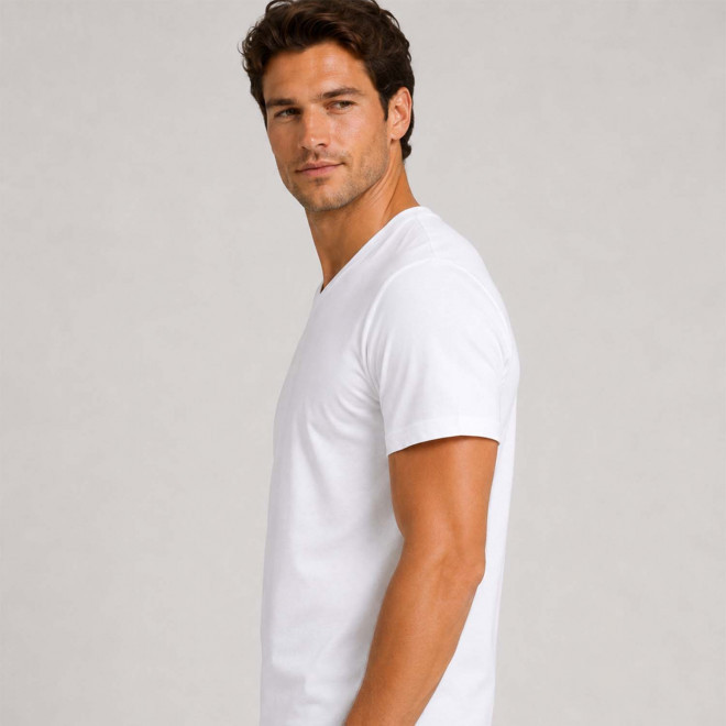 T SHIRT COL V PERSONNALISÉ UNISEXE 150G 'REGENT V BLANC'