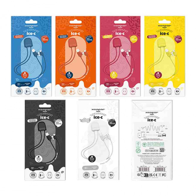 CÂBLE DE CHARGE PERSONNALISÉ 1 MÈTRE XOOPAR®  'ICE C' 72H