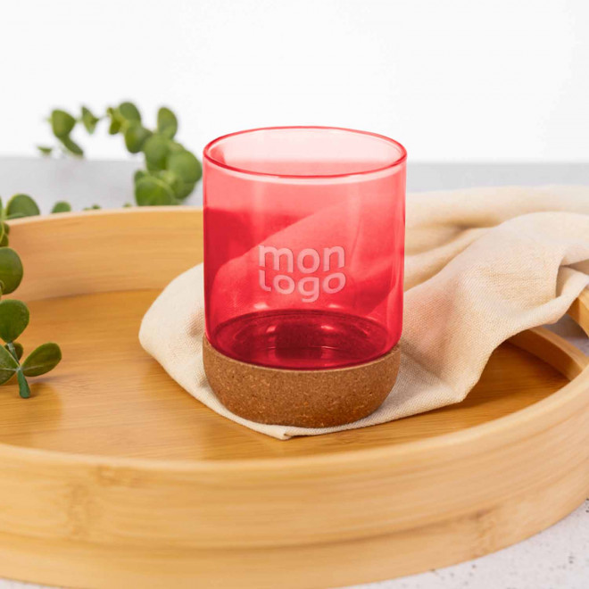 MUG EN VERRE ET LIEGE PERSONNALISABLE 450ML 'MERLINO'