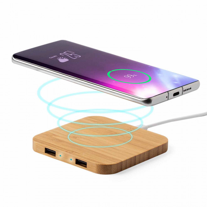 CHARGEUR INDUCTION BAMBOU PERSONNALISABLE 'CUADRO 10W'