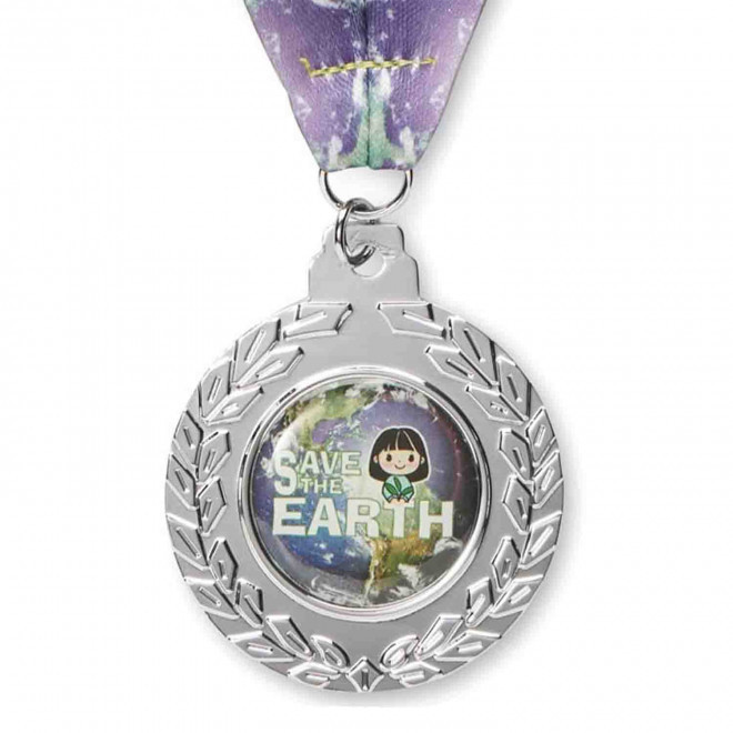 MEDAILLE PERSONNALISABLE EN FER BOMBEE 50 MM 'WIN RPET'