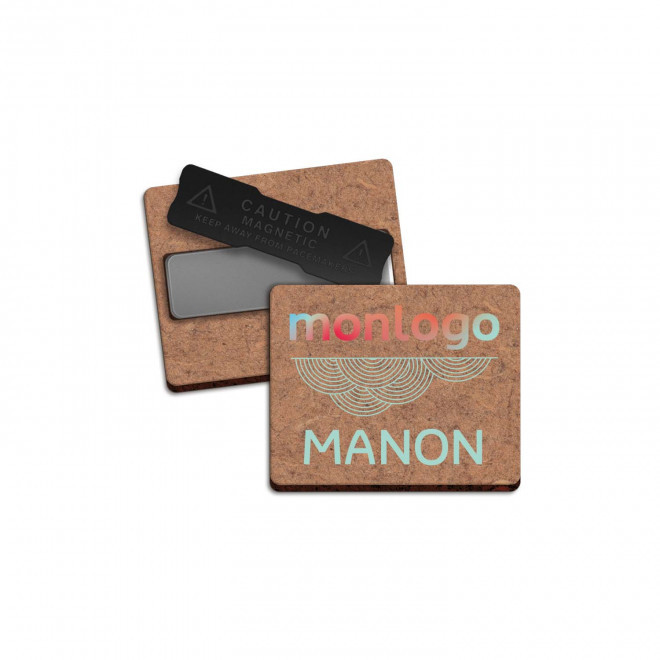 BADGE AIMANTE PERSONNALISABLE EN BOIS MDF 'MAGNETO BOIS'
