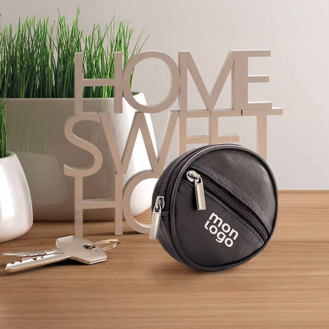 PORTE CLE PERSONNALISE EN CUIR ROND 'ILYOUS'