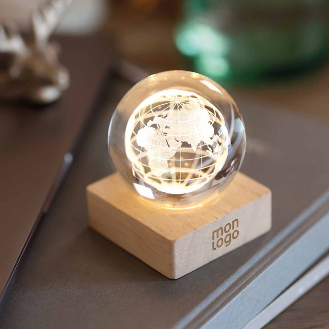 GLOBE LUMINEUX EN VERRE PERSONNALISABLE 'BOULGA'
