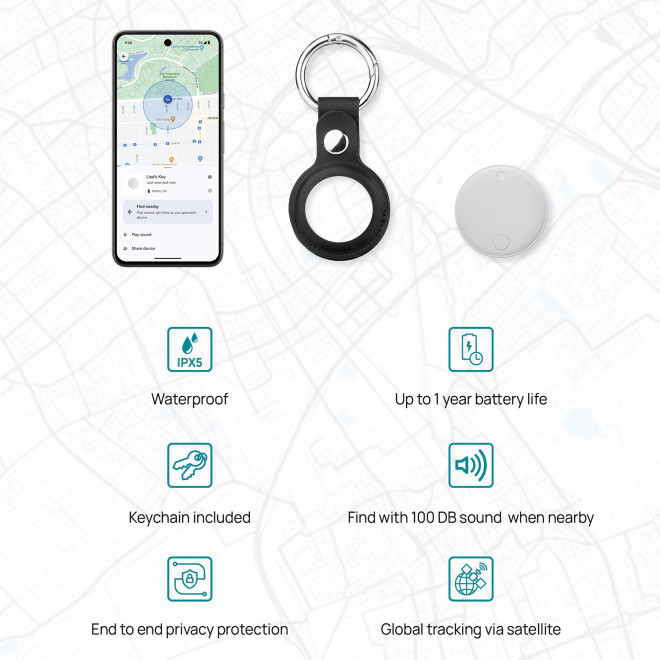 PORTE CLE PERSONNALISABLE GEOLOCALISABLE 'KEYFIND DUAL'