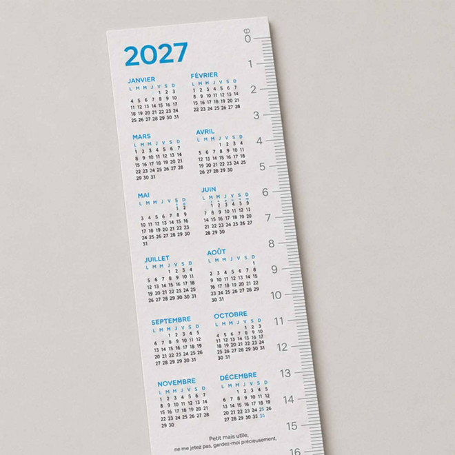CALENDRIER MARQUE PAGES COUCHÉ BRILLANT 5X21CM PERSONNALISÉ 'CLARIN'