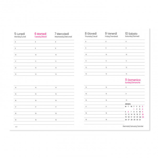 AGENDA SEMAINIER CARTON COLORE PERSONNALISE 'SEPTI'
