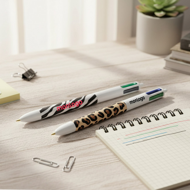 STYLO BIC® PERSONNALISE '4 COULEURS ANIMAL'