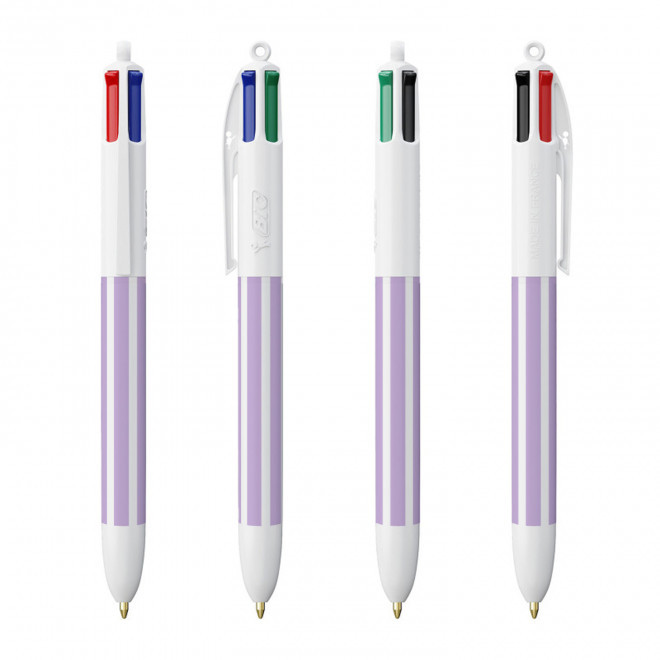 STYLO BIC® PERSONNALISE '4 COULEURS RAYURES'