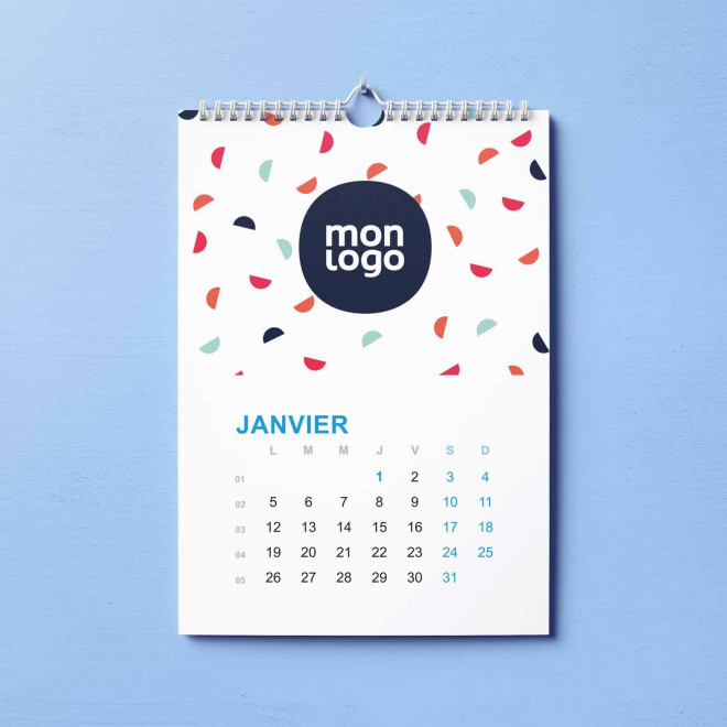 CALENDRIER MURAL A SPIRALES PERSONNALISABLE 'ALMANA'