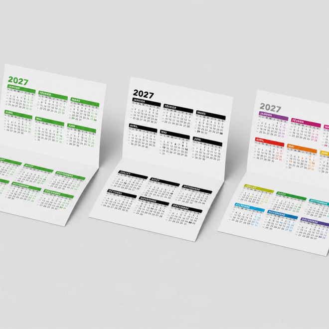 CALENDRIER POCHE DÉPLIABLE COUCHÉ MAT 8,5X5,4CM PERSONNALISÉ 'FOLDO'