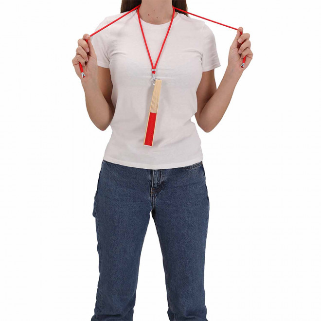 EVENTAIL PERSONNALISABLE EN BAMBOU ET LANYARD 'FANNY LINK'