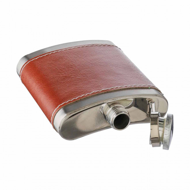 FLASQUE EN ACIER ET PU 100ML PERSONNALISABLE 'GUDY'