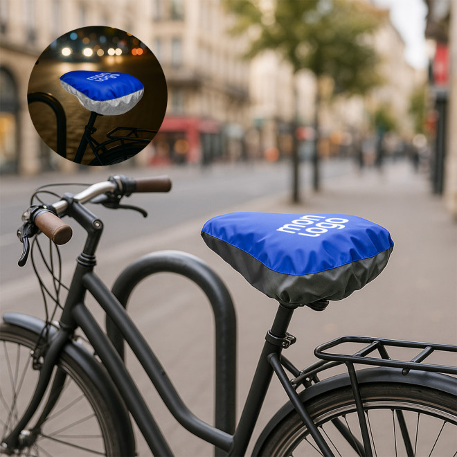 COUVRE SELLE REFLECHISSANT RPET PERSONNALISABLE 'BLANO'