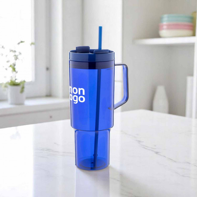 MUG RPET POIGNEE ET PAILLE 1.2L PERSONNALISABLE 'TRADRINK'