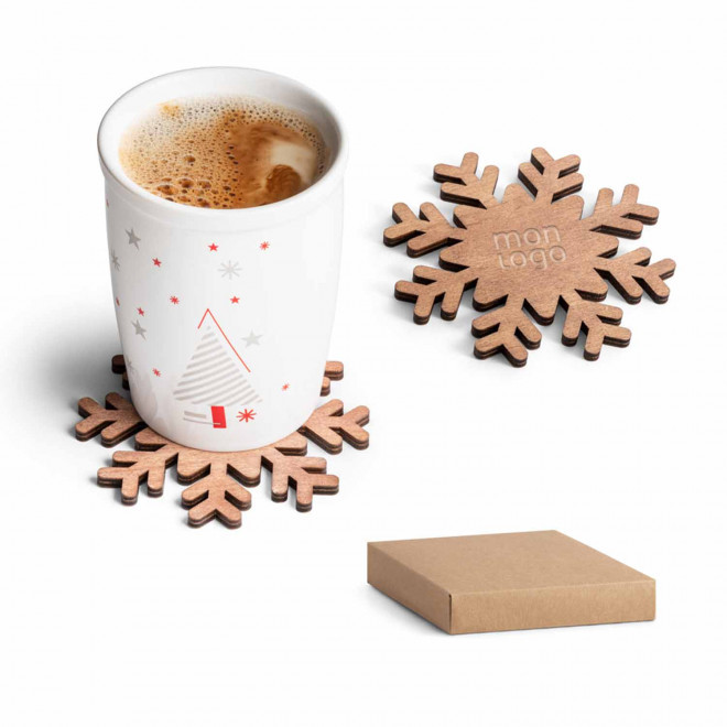 SET 4 SOUS BOCK PERSONNALISABLE FLOCON BOIS 'FLINGA'