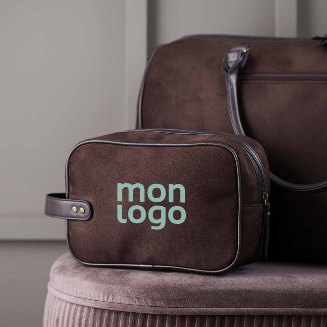 TROUSSE DE TOILETTE PERSONNALISEE EFFET DAIM 'POLLIE'