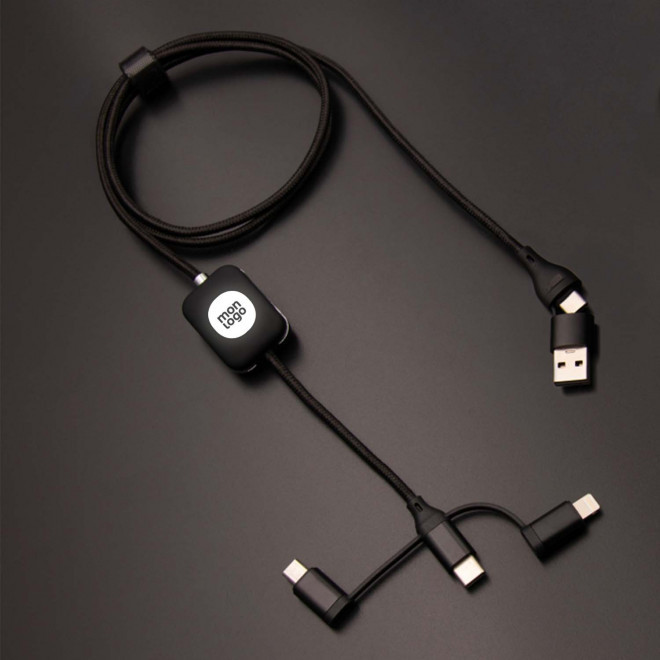 CÂBLE PERSONNALISABLE 3 EN 1 LOGO LUMINEUX 'MERET CARPLAY'