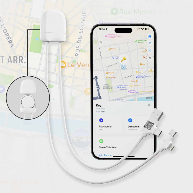CABLE CHARGE CONNECTE BLUETOOTH® PERSONNALISABLE 'ICE TAG'