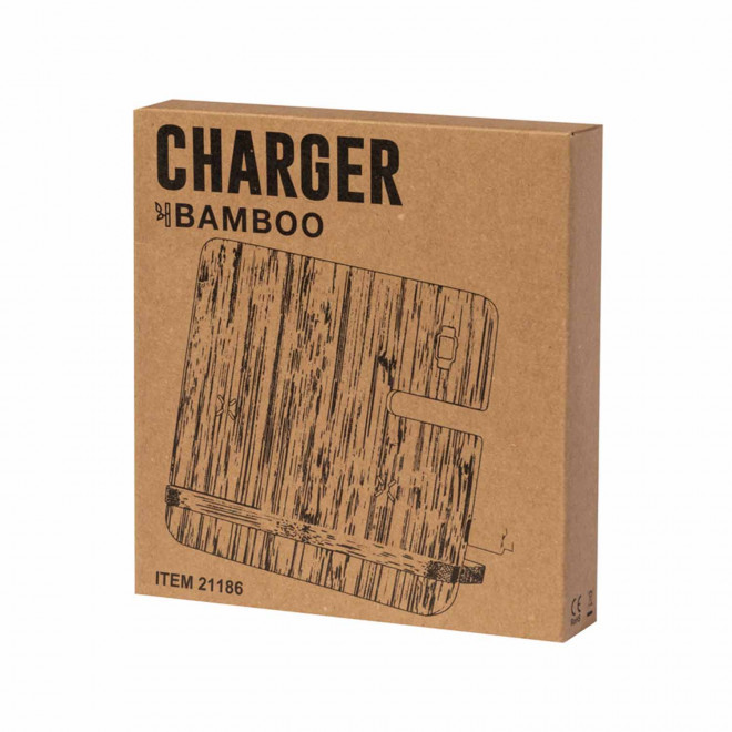 SUPPORT MULTICHARGE 15W EN BAMBOU PERSONNALISABLE 'RINGOU'