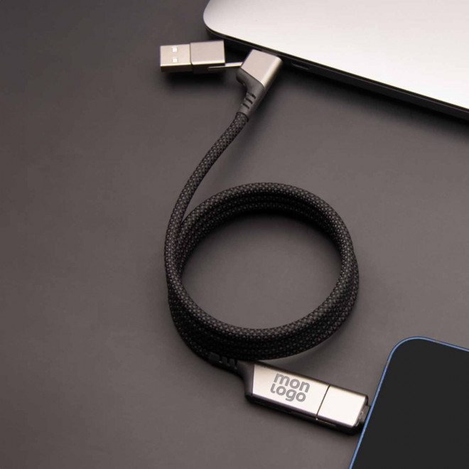 CABLE MAGNETIQUE PERSONNALISE 4 EN 1 100W 'MAGNETY'