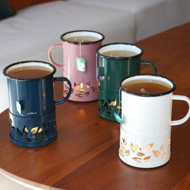 MUG EMAILLE PERSONNALISABLE SUPPORT CHAUFFANT 'COOKUT'