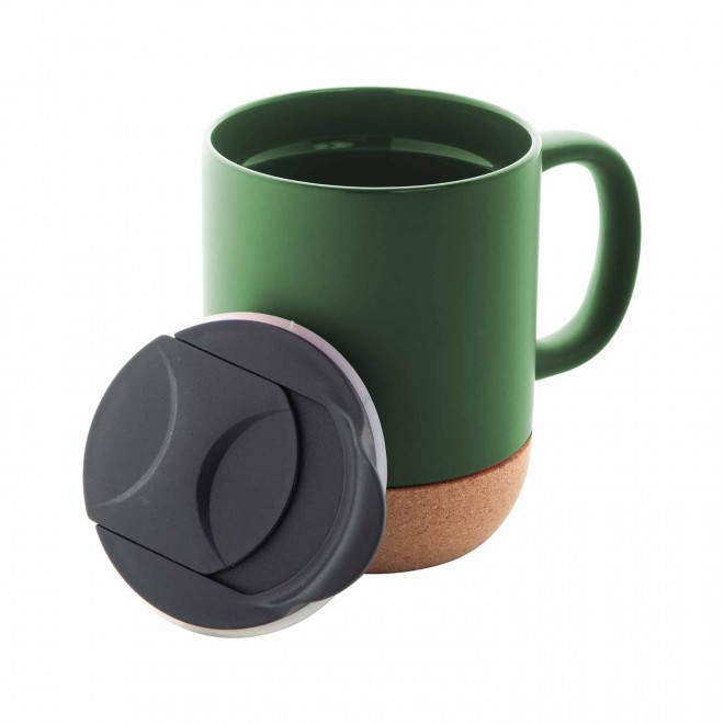 MUG EN CÉRAMIQUE ET LIÈGE PERSONNALISE 'ODIA COUVERCLE'