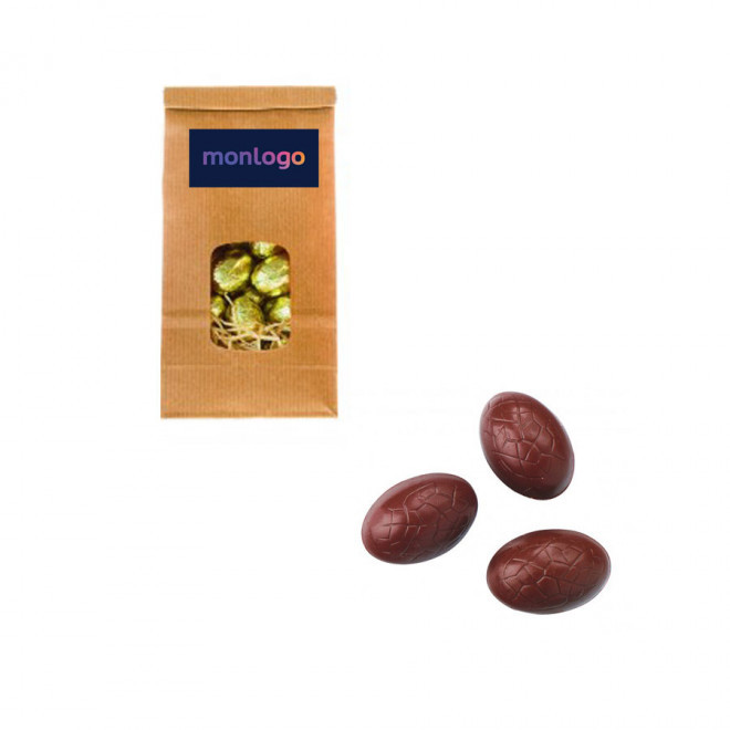 SACHET D'OEUFS EN CHOCOLAT NOIR OU AU LAIT PERSONNALISÉ 100G LPCC® 'EGGS' - lait