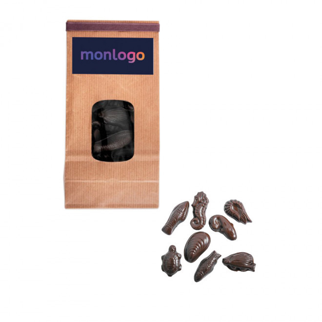 SACHET DE FRITURE CHOCOLAT BIO NOIR OU AU LAIT DE 100G PERSONNALISÉ LPCC® 'MIAM' - noir